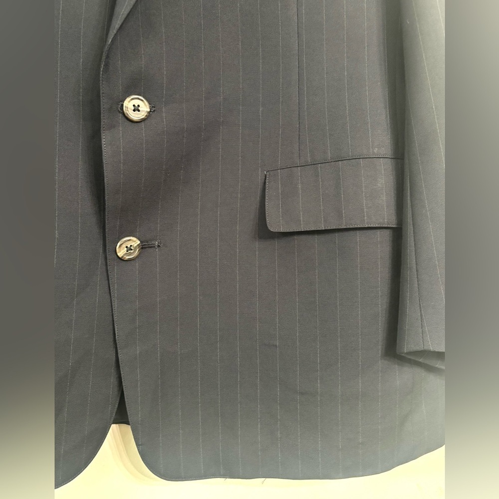 Brooks Brothers Wool Navy Blue gray Pinstripe Blazer Sportcoat Suit Jacket - Picture 2 of 11